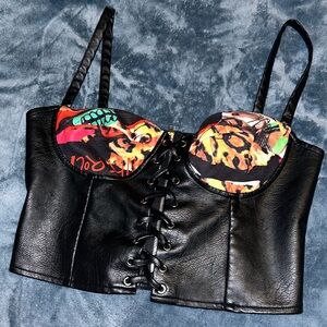 Animal print lacey corset top